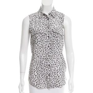 Equipment Leopard Print Sleeveless Signature Shirt